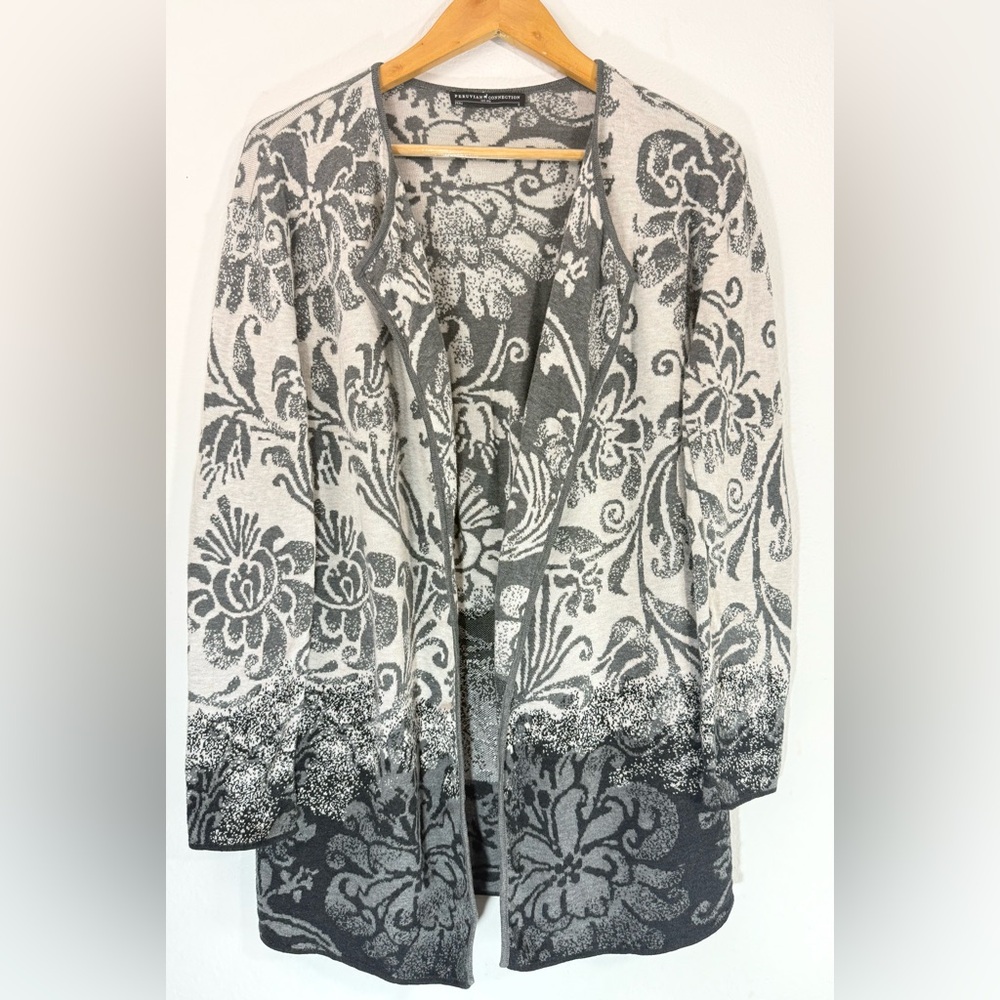 Peruvian Connection 100% Pima Cotton Floral Knit Cardigan Sweater Women’s Size S